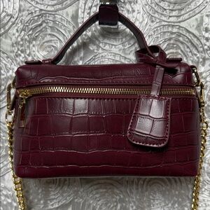 SHEIN Elegant Burgundy Croc-Embossed Women's Bag
